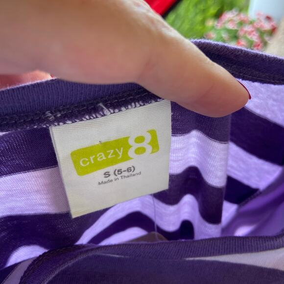 Crazy‎ 8 Girls Dress Size Small 5 6 Purple Striped Tres Chic Knit Ties Belt NEW - Picture 4 of 7